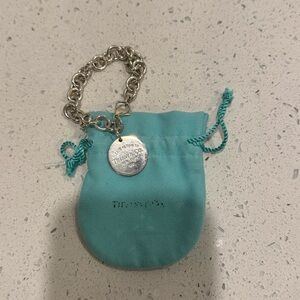 Tiffany & Co. Sterling Silver "Please Return To" Round Tag Circle Link Bracelet